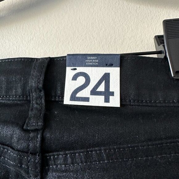 GAP Black Coated High Rise True Skinny Jeans with Washwell - Size 24-00R - Picture 16 of 16